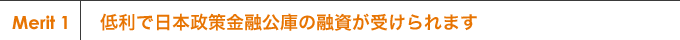 低利で日本政策金融公庫の融資が受けられます